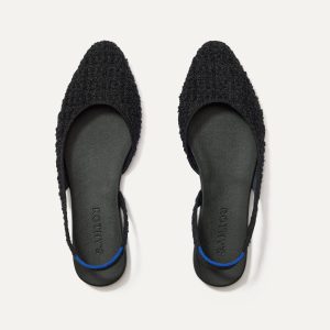 The Almond Slingback - Black Bouclé