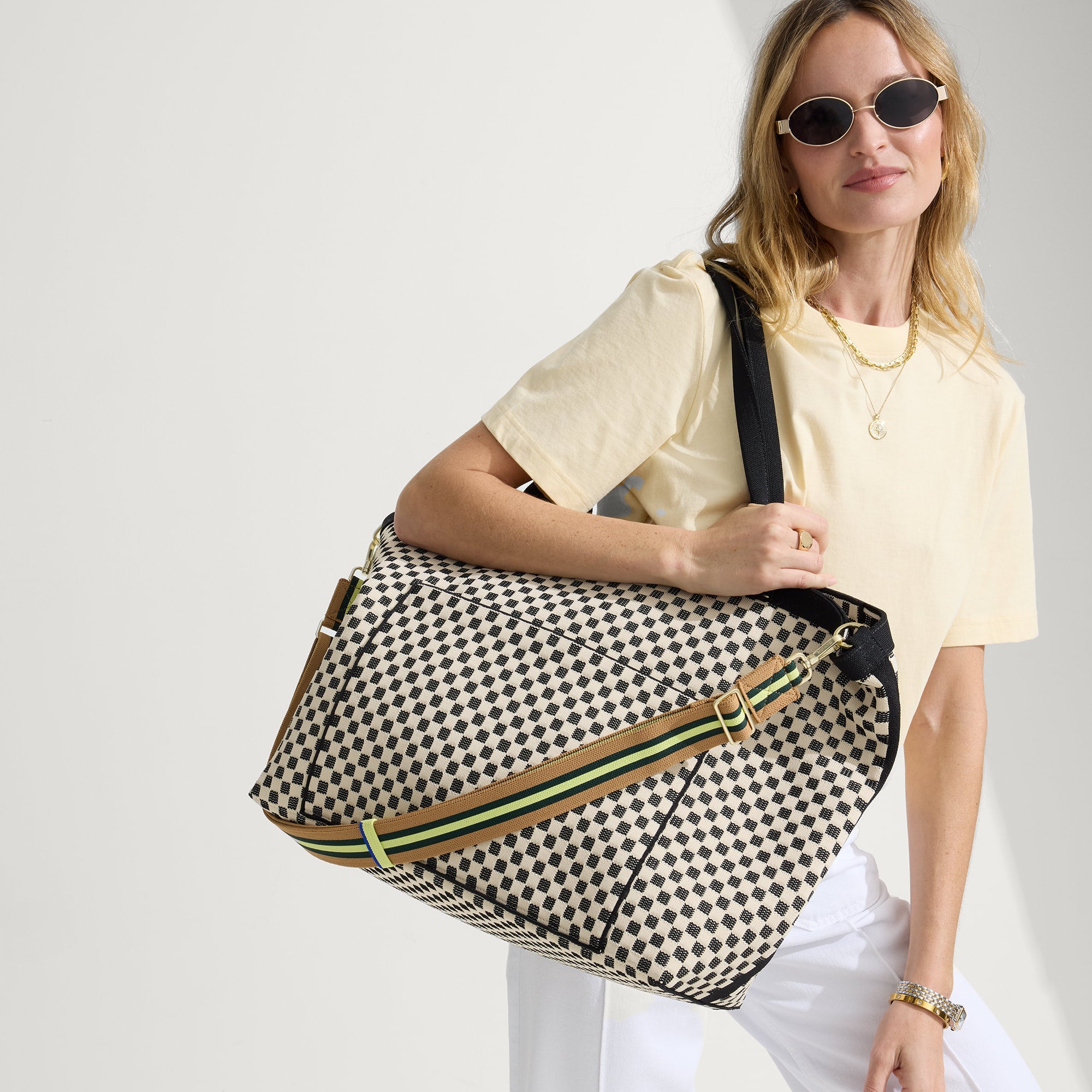 The Zip Travel Tote - Tuxedo Midi Check - Image 3
